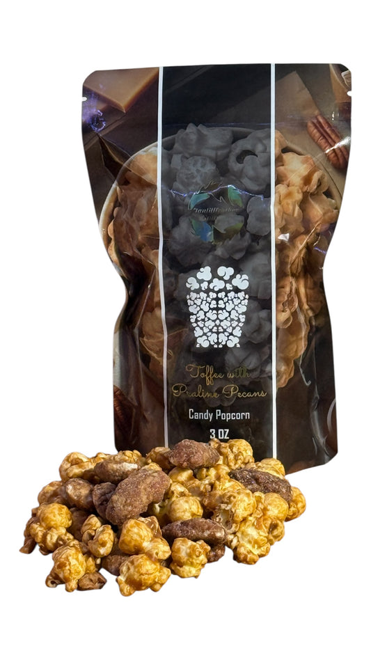 Toffee Popcorn with Pecan Pralines